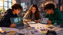 Equipo de jóvenes trabajando juntos